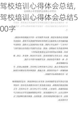 驾校培训心得体会总结,驾校培训心得体会总结500字