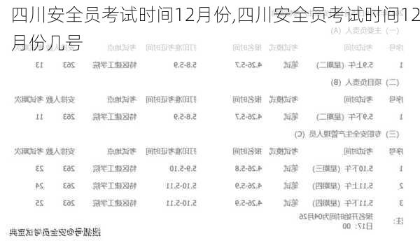 四川安全员考试时间12月份,四川安全员考试时间12月份几号