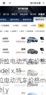 特斯拉电动汽车价格model x,特斯拉电动汽车价格model y